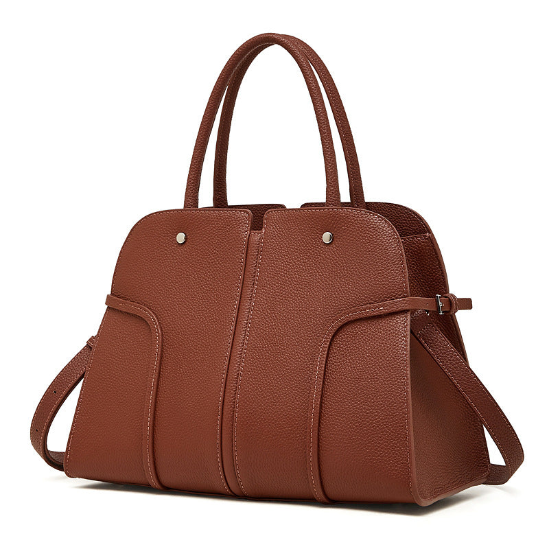 Genuine Leather Top-Handle Crossbody Tote Bag