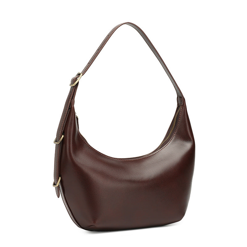 Genuine Leather Top-Handle Dumpling Crossbody Bag