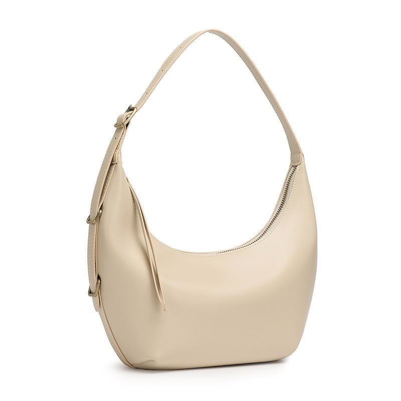 Genuine Leather Top-Handle Dumpling Crossbody Bag