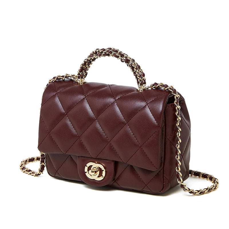 Quilted Chain Top Handle Shoulder Crossbody Bag
