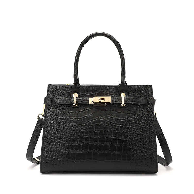 Fashionable Large Capacity Genuine Leather Top Handle Bag