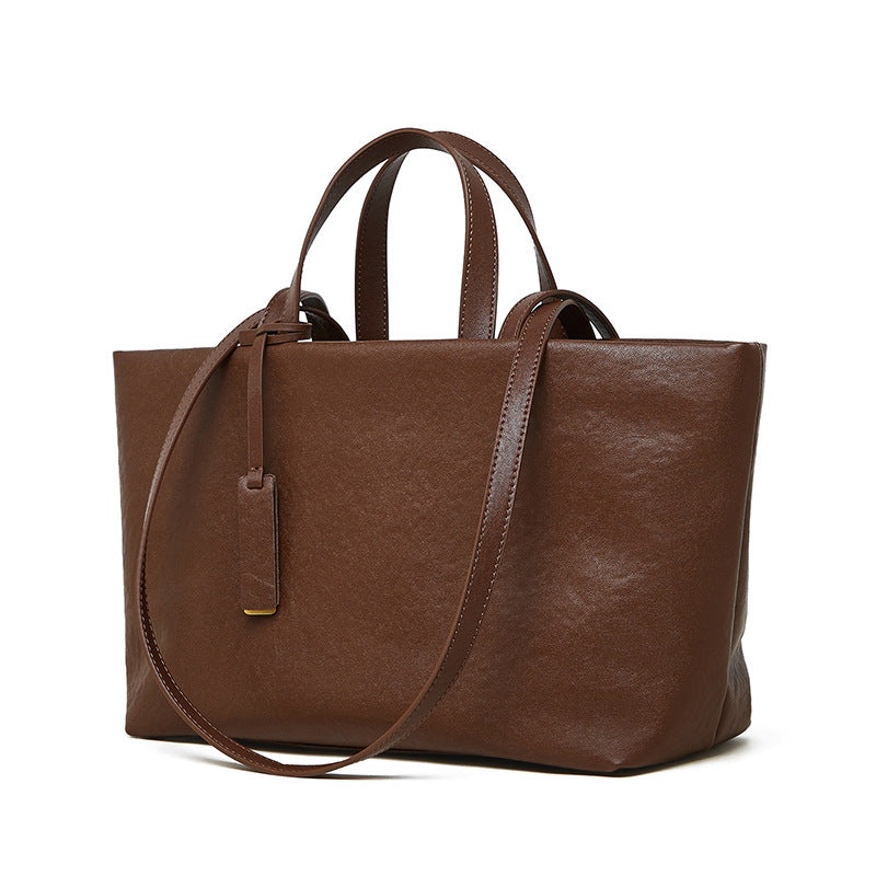 Vintage Genuine Leather Shoulder Tote Bag