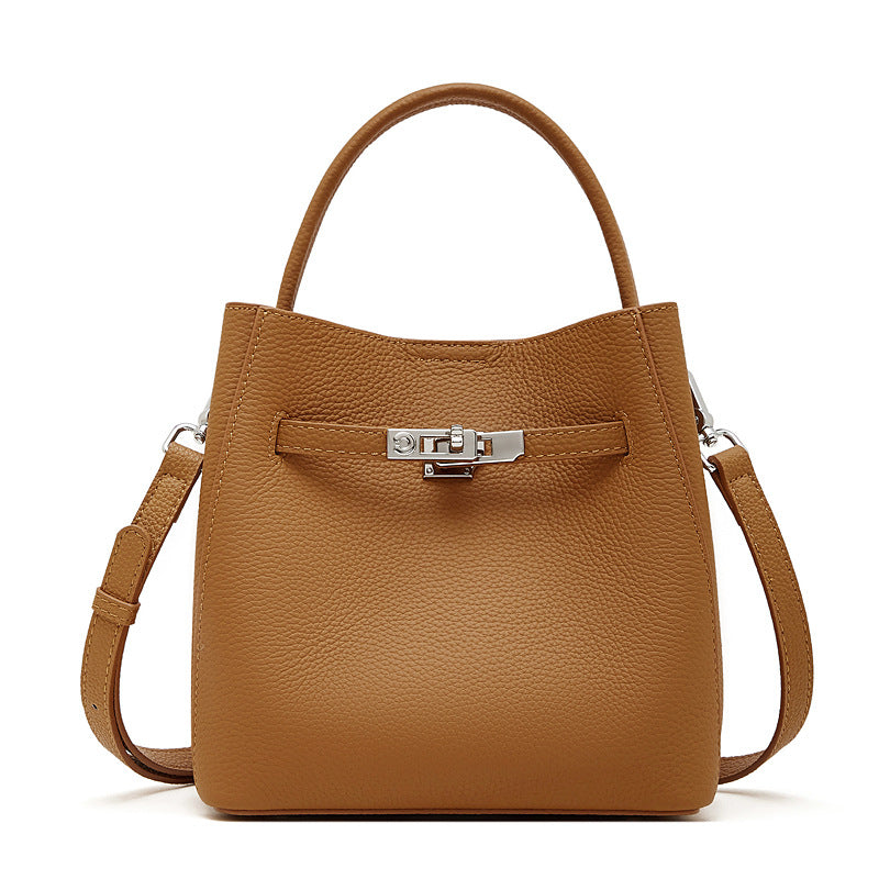 Vintage Leather Crossbody Bucket Bag