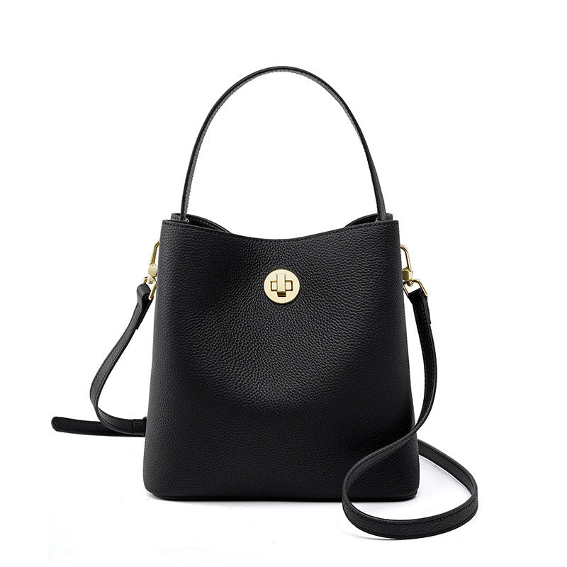 Vintage Shoulder/Crossbody Bucket Bag With Top Handles