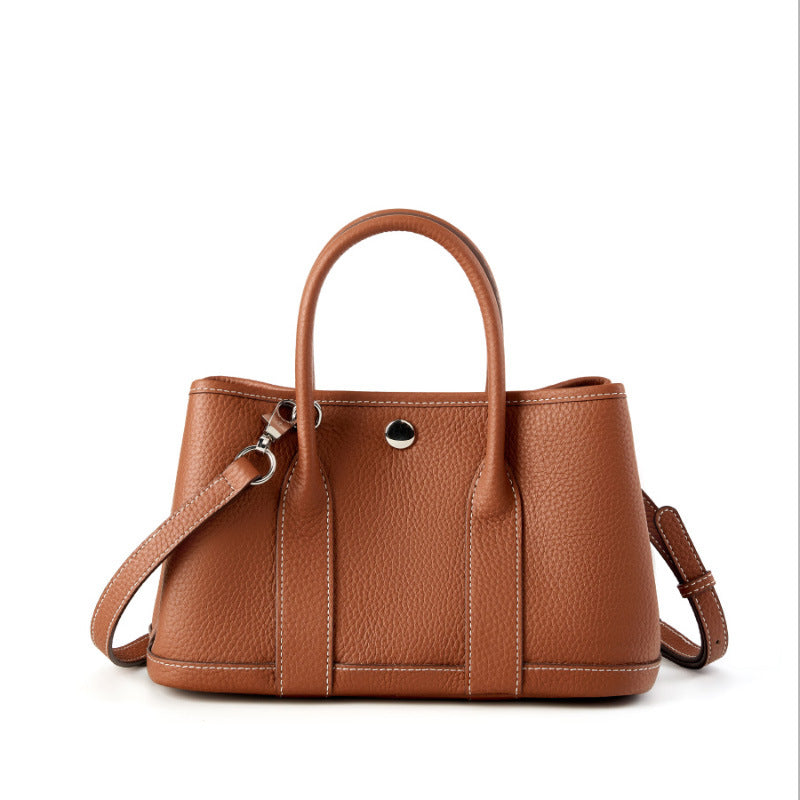 Vintage Genuine Leather Crossbody Top-Handle Bucket Bag
