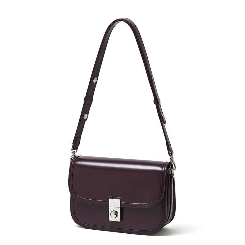 Genuine Leather Top-Handle Crossbody Small Square Bag