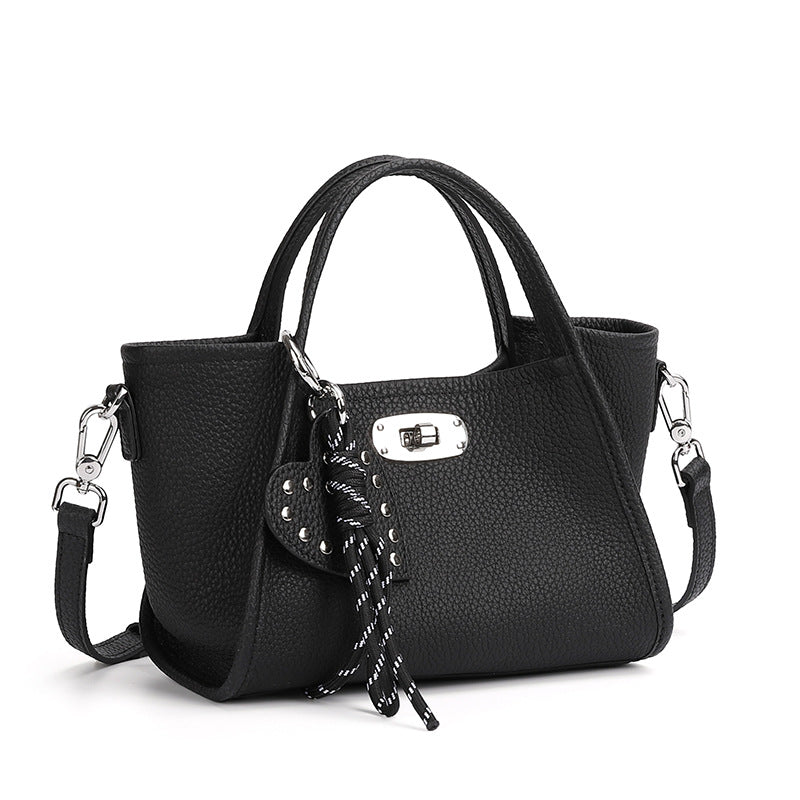 Genuine Leather Top-Handle Crossbody Tote Bag