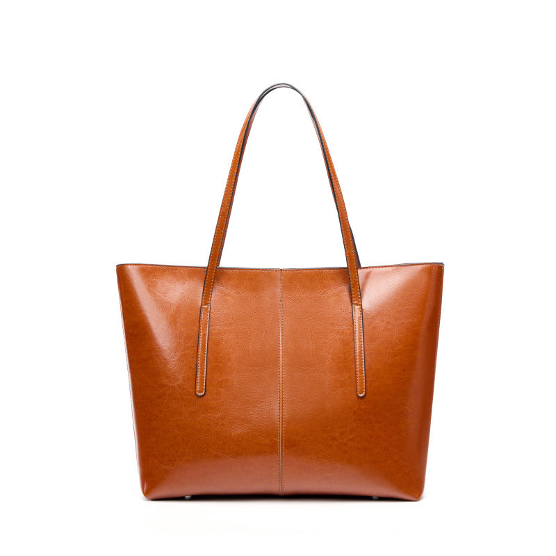Large Capacity Genuine Leather Shoulder Handheld Tote Bag