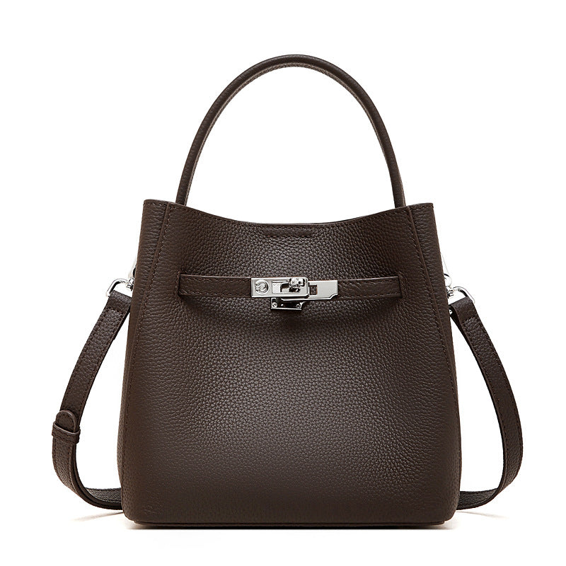 Vintage Leather Crossbody Bucket Bag