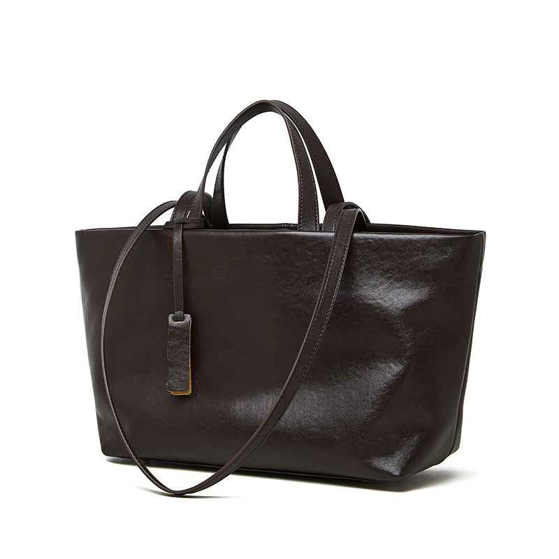 Vintage Genuine Leather Shoulder Tote Bag
