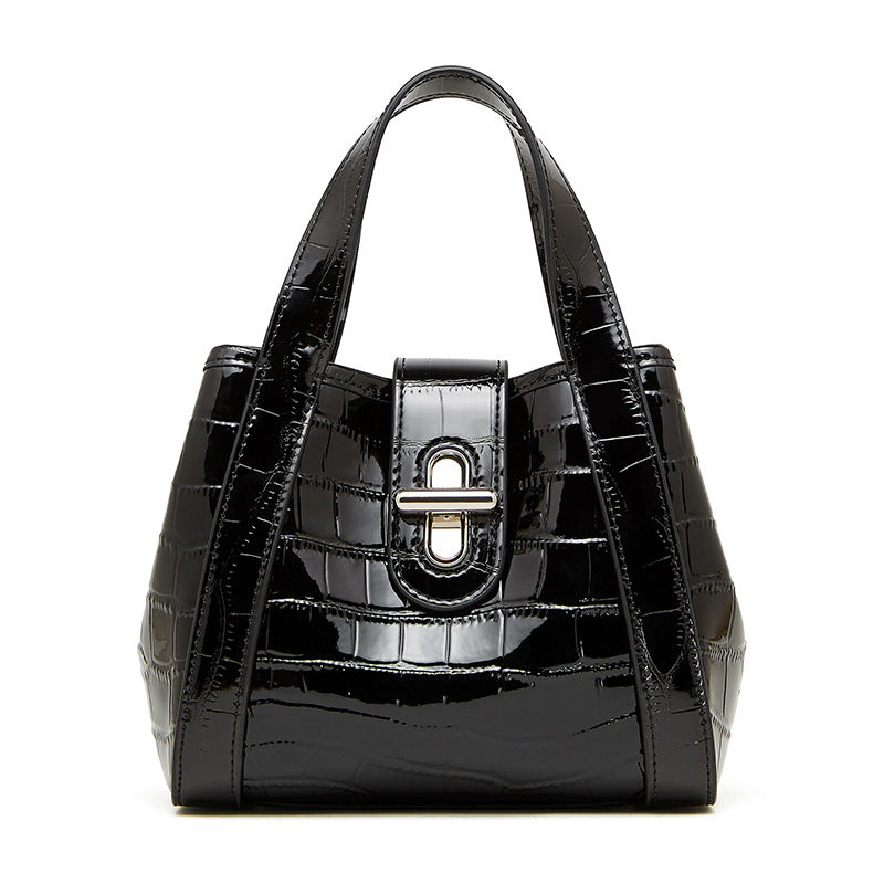 Genuine Leather Top-Handle Crossbody Tote Bag
