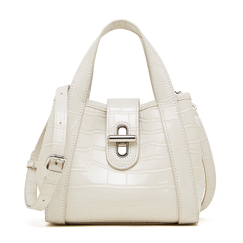 Genuine Leather Top-Handle Crossbody Tote Bag