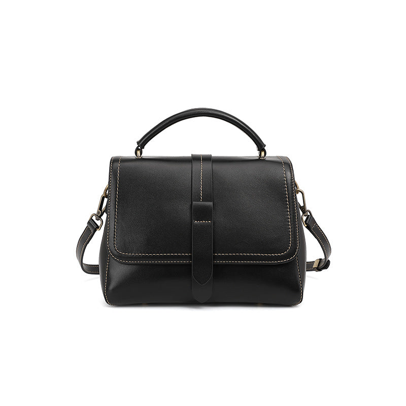 Genuine Leather Top-Handle Crossbody Boston Bag