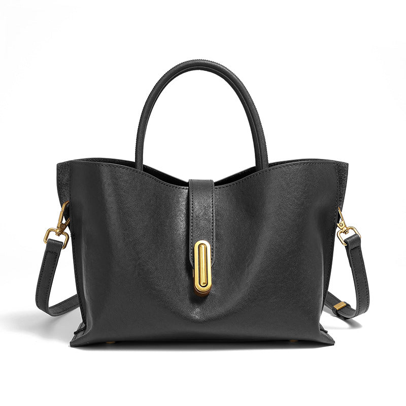 Genuine Leather Top-Handle Crossbody Tote Bag