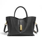 Genuine Leather Top-Handle Crossbody Tote Bag