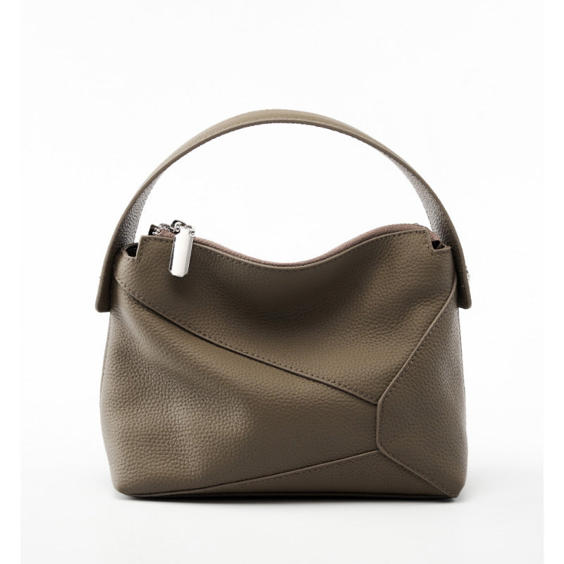Genuine Leather Top-Handle Crossbody Bag