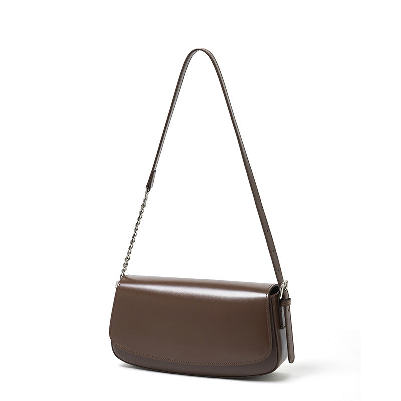 Genuine Leather Shoulder Crossbody Baguette Bag