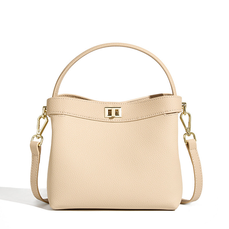 Genuine Leather Shoulder Crossbody Handbag Bucket Bag