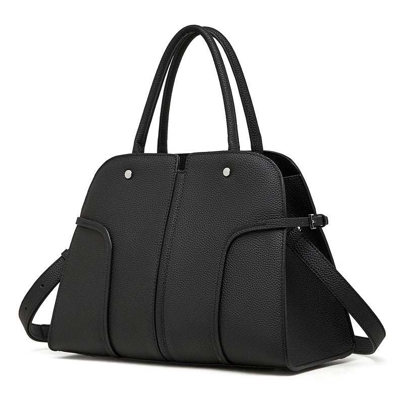 Genuine Leather Top-Handle Crossbody Tote Bag