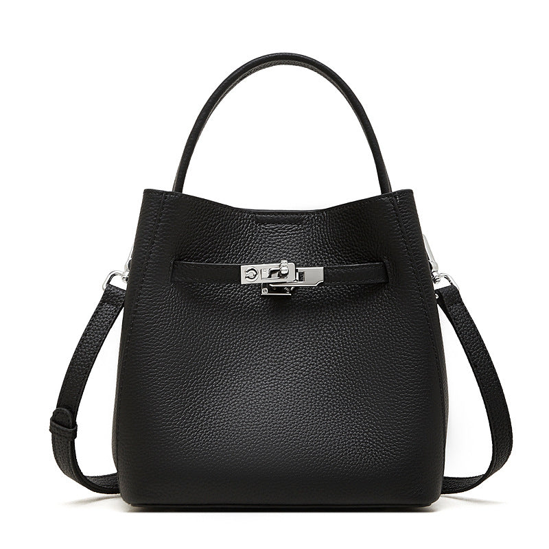 Vintage Leather Crossbody Bucket Bag