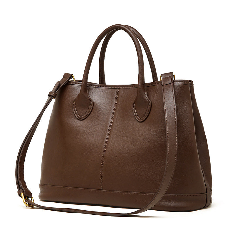 Stylish Genuine Leather Shoulder Tote Bag With Top Handles