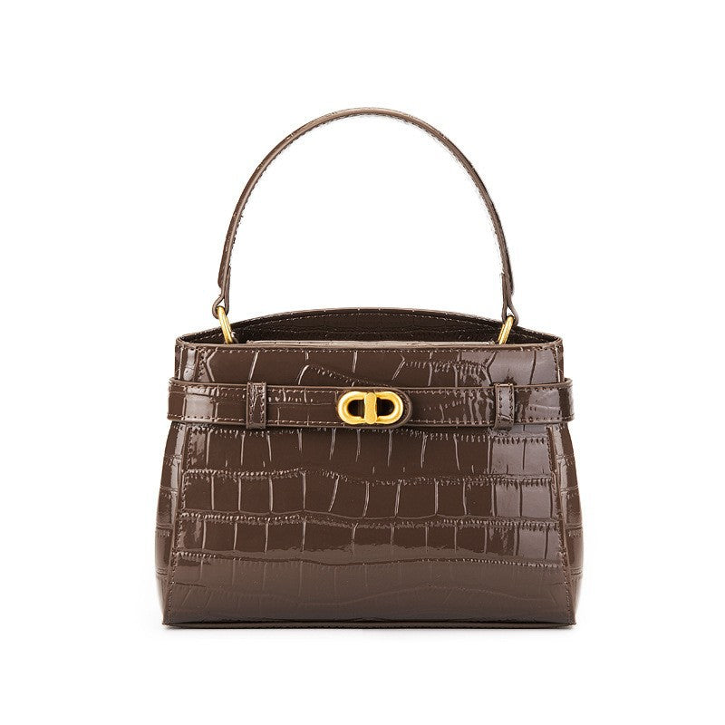 Genuine Leather Top-Handle Kelly Bag