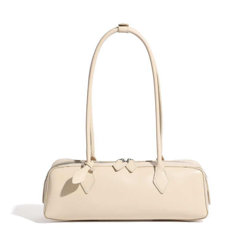 Korean Style Genuine Leather Shoulder Baguette Bag