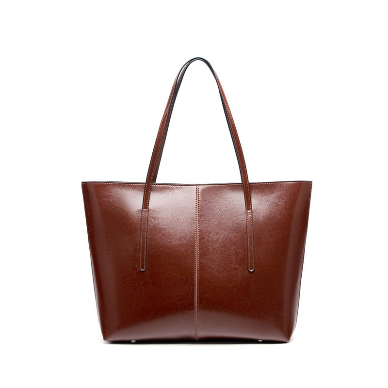 Large Capacity Genuine Leather Shoulder Handheld Tote Bag
