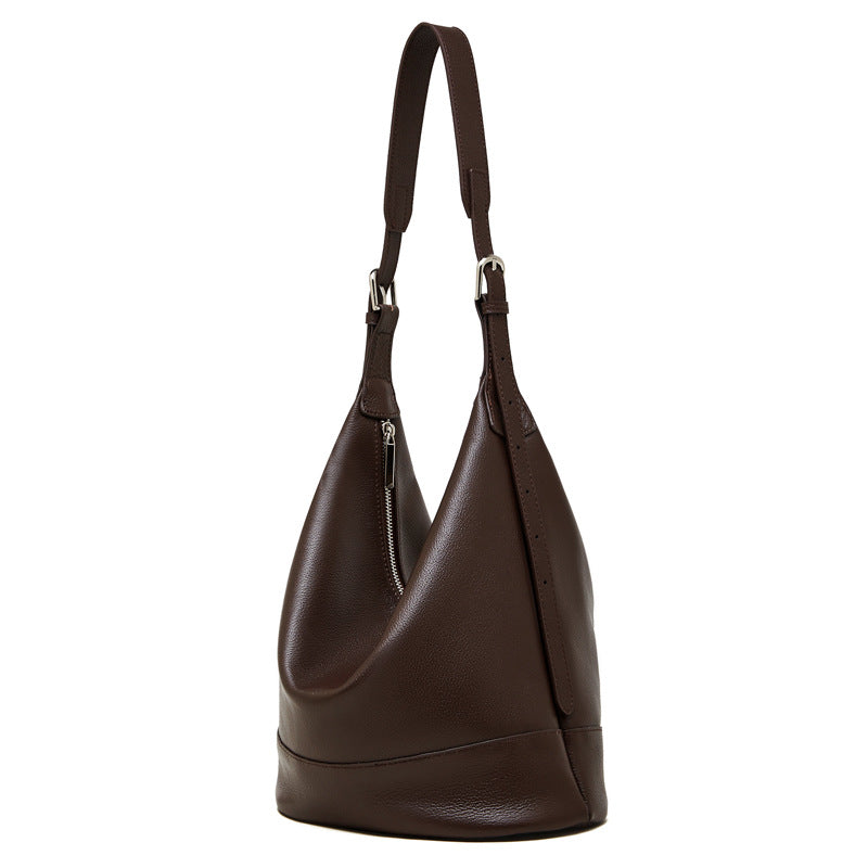 Genuine Leather Large Capacity Crossbody Bucket Bag