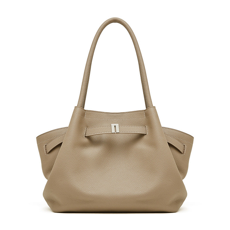 Genuine Leather Top-Handle Crossbody Tote Bag