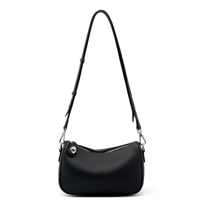 Genuine Leather Top-Handle Underarm Crossbody Bag