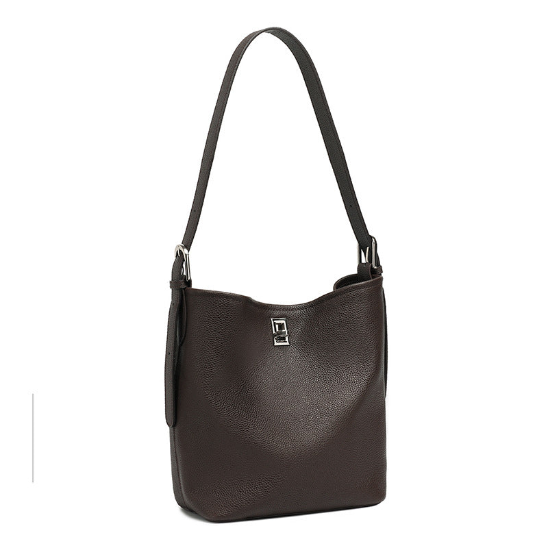 Genuine Leather Crossbody Handheld Bucket Bag