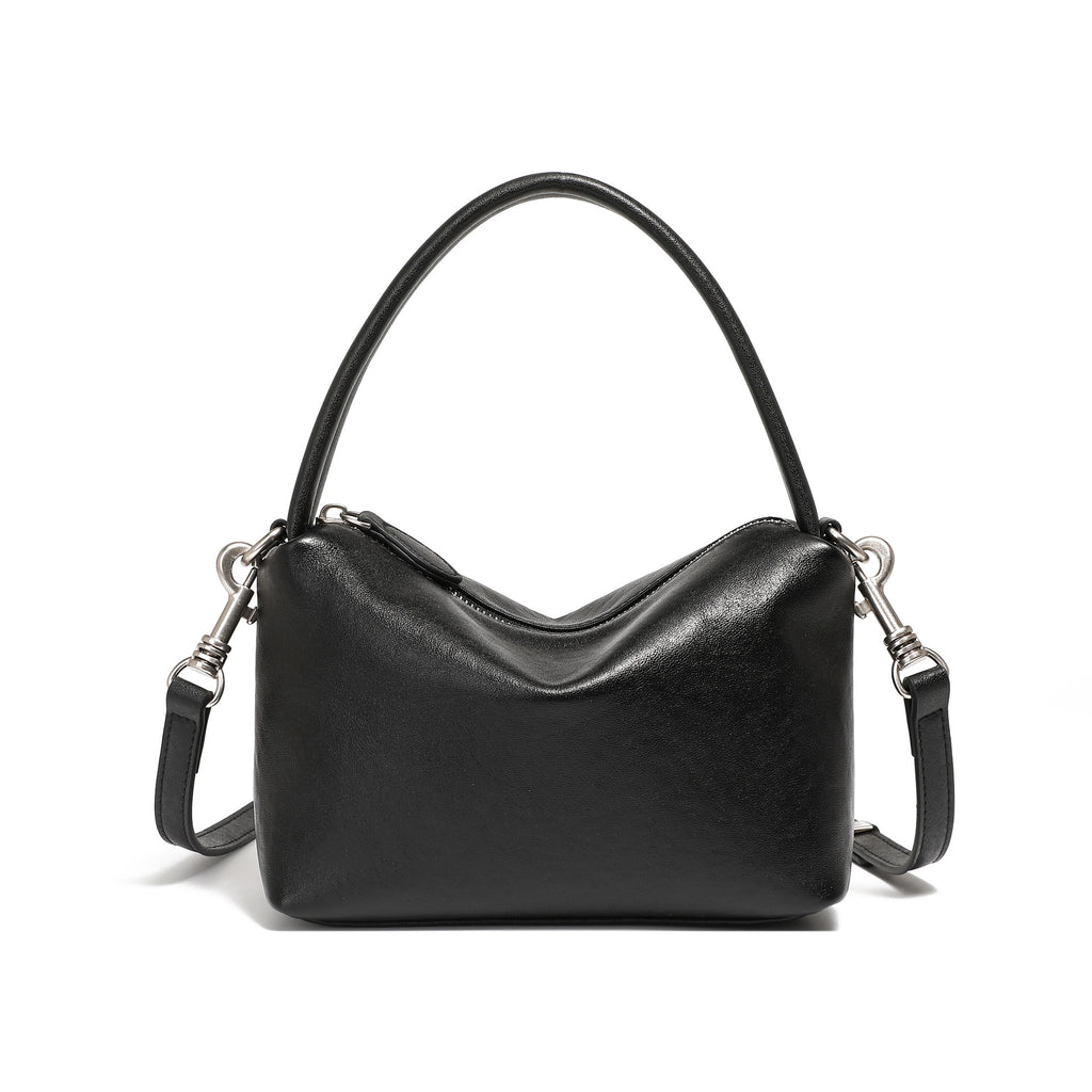 Genuine Leather Top-Handle Pillow Crossbody Bag