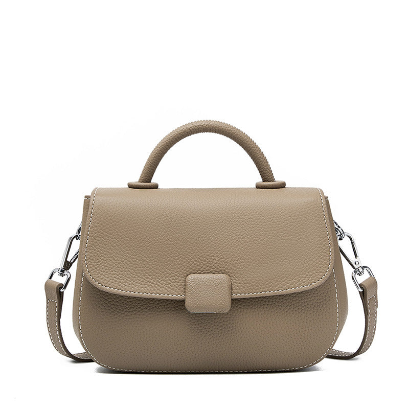 Genuine Leather Top-Handle Crossbody Bag