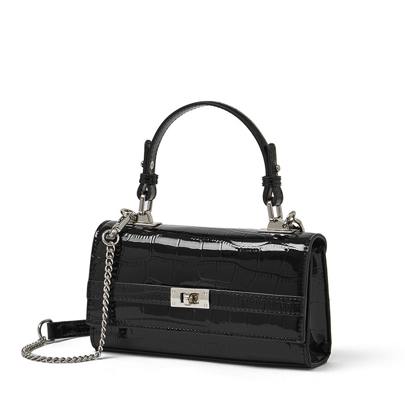 Genuine Leather Top-Handle Crossbody Small Square Bag