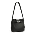 Genuine Leather Top-Handle Crossbody Bucket Bag