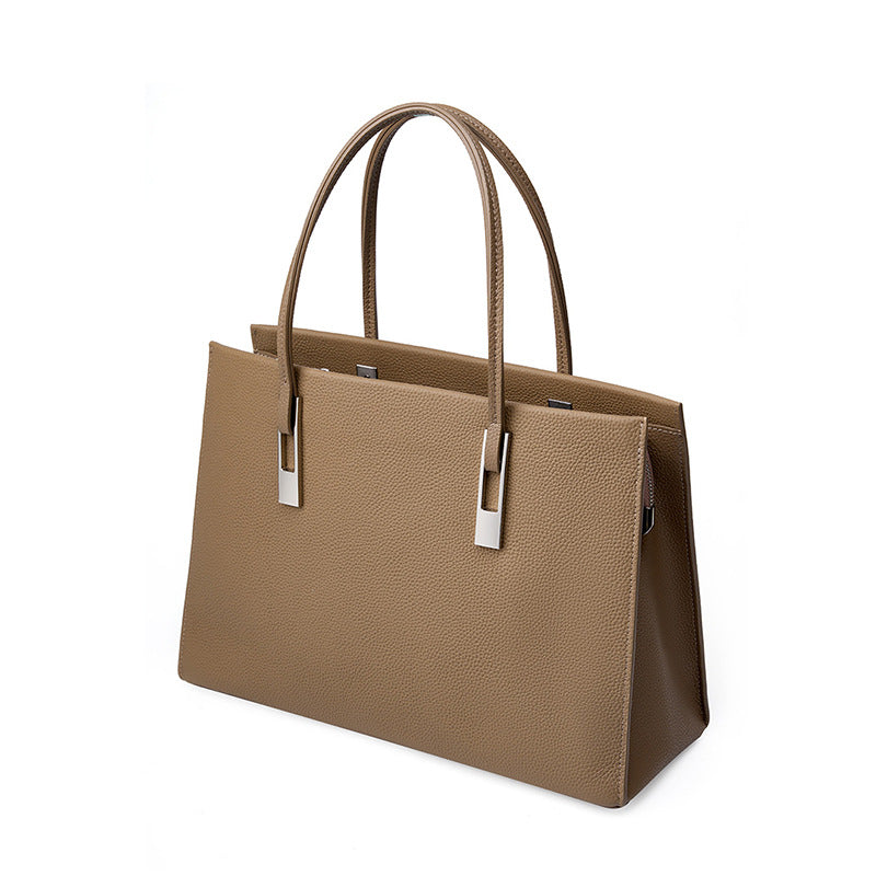 Vintage Genuine Leather Tote Bag With Top Handles