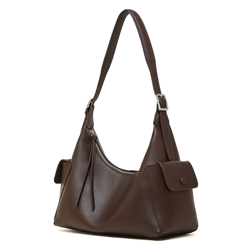 Genuine Leather Top-Handle Crossbody Tote Bag