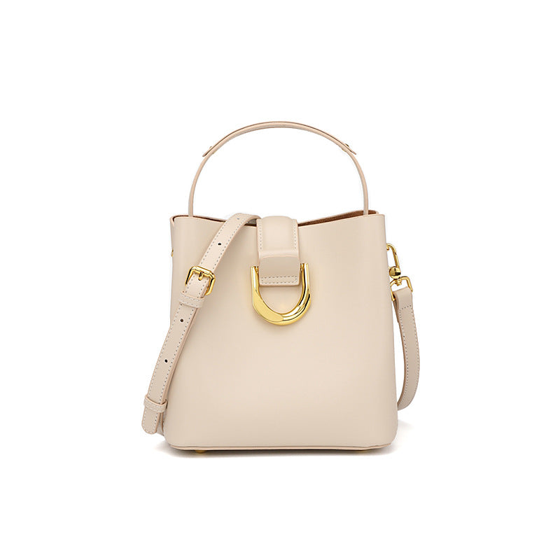 Genuine Leather Crossbody Handheld Bucket Bag