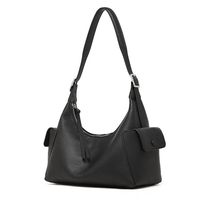 Genuine Leather Top-Handle Crossbody Tote Bag