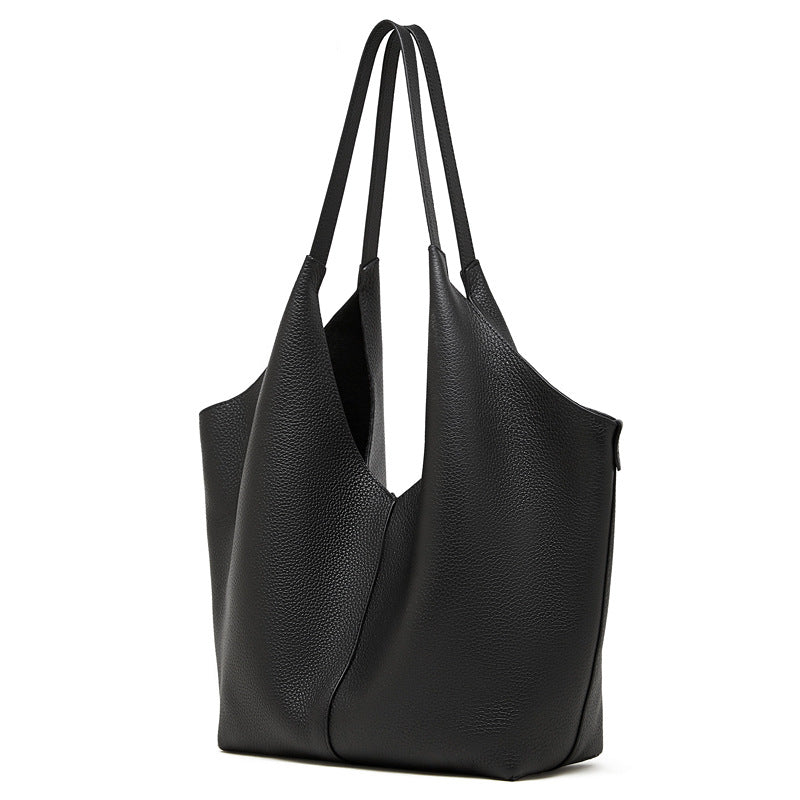 Genuine Leather Top-Handle Underarm Tote Bag