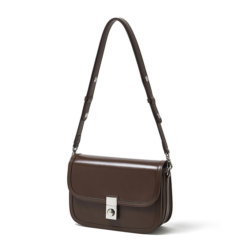 Genuine Leather Top-Handle Crossbody Small Square Bag