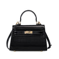 Genuine Leather Kelly Bag With Top Handles And Shoulder Strap
