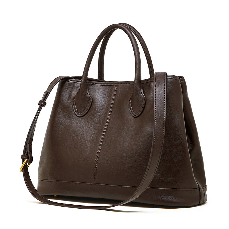 Stylish Genuine Leather Shoulder Tote Bag With Top Handles