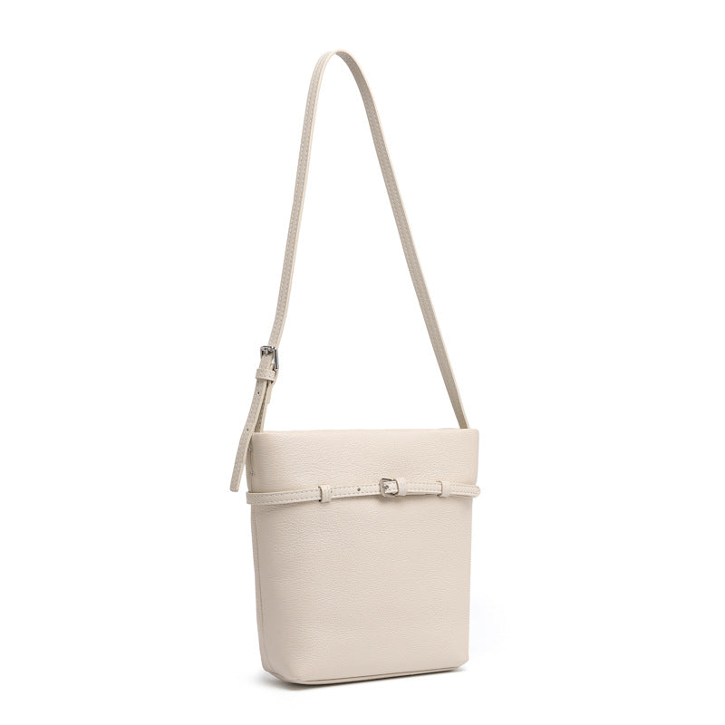Genuine Leather Crossbody Bucket Bag