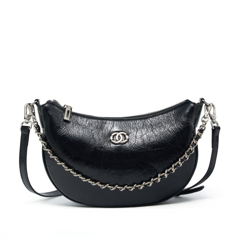 Genuine Leather Crossbody Handheld Dumpling Bag