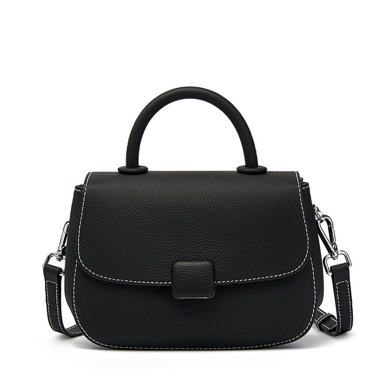 Genuine Leather Top-Handle Crossbody Bag