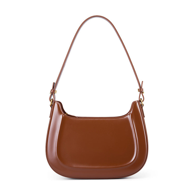 Genuine Leather Top-Handle Crossbody Saddle Bag