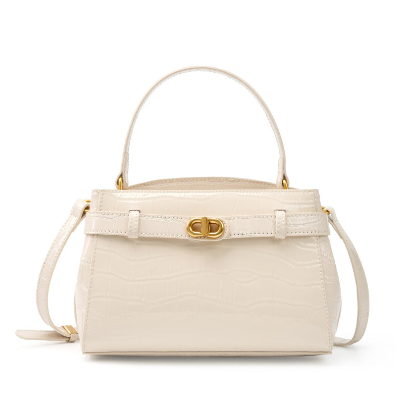 Genuine Leather Top-Handle Kelly Bag