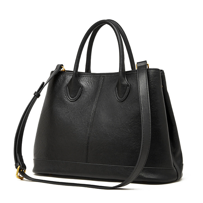 Stylish Genuine Leather Shoulder Tote Bag With Top Handles